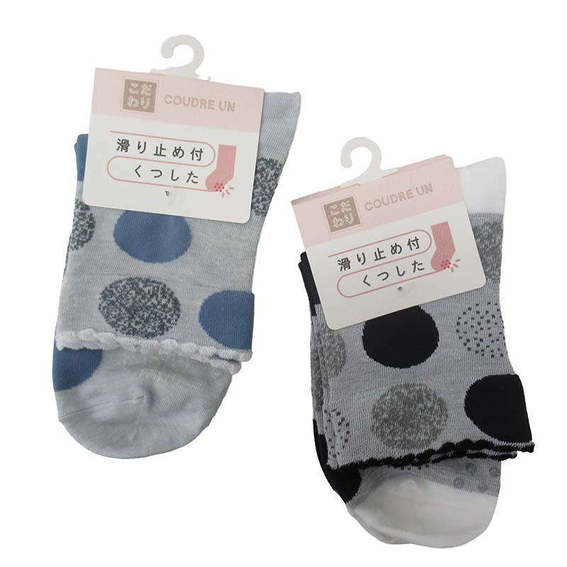 coudre un こだわり 滑り止め付ソックス 水玉